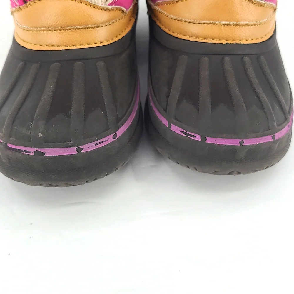 London Fog 11 pink black tan turquois white fuzzy warm lace up winter snow boots